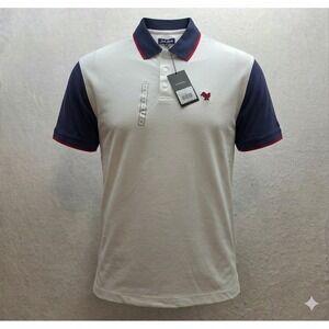 Bad Birdie Pique Golf Polo Mens XL White Dark Navy Red Shirt Short Sleeve. NWT